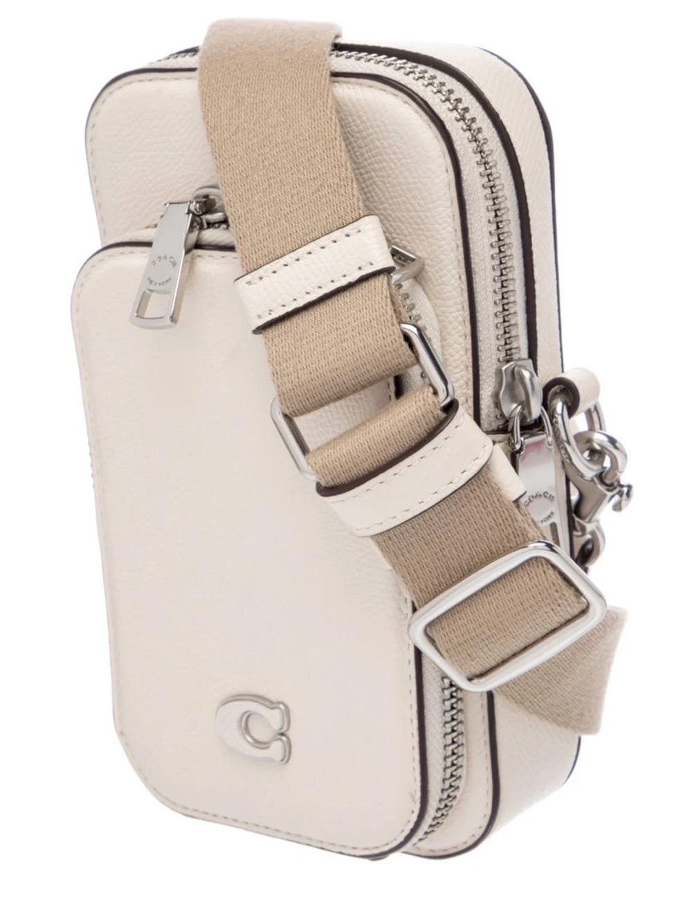 Coach Compact Cream Crossbody Phone Bag with Adjustable Strap